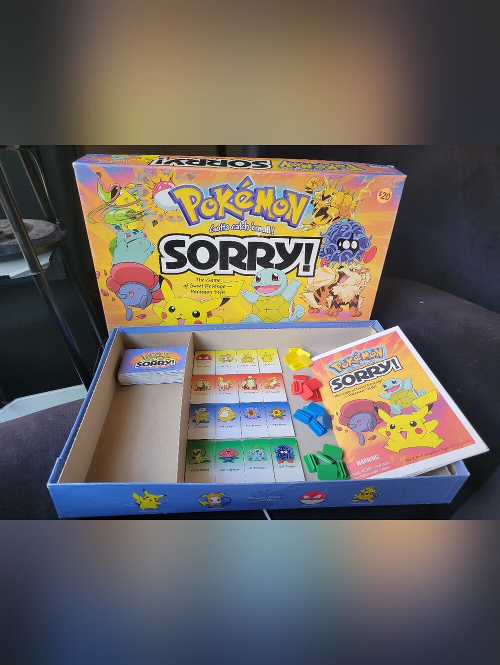 Pokémon Sorry Board Game Parker Brothers Vintage 2000 - Complete!